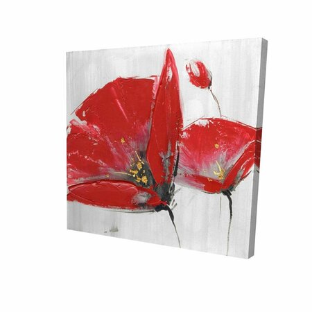 FONDO 12 x 12 in. Three Red Flowers on Grey Background-Print on Canvas FO2791337